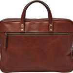 Fossil Men's Haskell Leather Double Zip Briefcase Messenger Laptop Bag， Cognac ， (Model: MBG9342222)